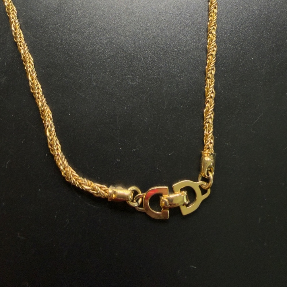 Vintage  Christian Dior gold-plated rope twist  necklace signature "CD" clasp - Picture 8 of 8